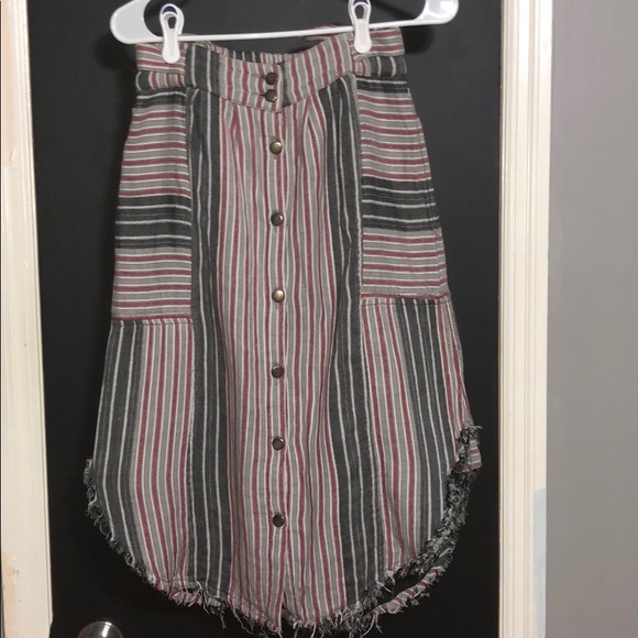 Free People Dresses & Skirts - SALE Free People Striped Flannel Midi Skirt
